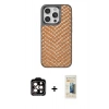MARSİLYAN™- iPhone 14 Pro Max Kılıf Vadi Özel Seri - Siyah 6D Mat Seramik Hayalet Nano Ekran Koruyucu + Turuncu PVD Metal Kamera Lens