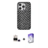 MARSİLYAN™- iPhone 14 Pro Max Kılıf Vadi Özel Seri - Siyah Bilvis 5in1 3D Magic Cam Ekran Koruyucu + Derin Mor Bilvis Titan Kamera Lens