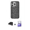 MARSİLYAN™- iPhone 14 Pro Max Kılıf Vadi Özel Seri - Siyah Bilvis 5in1 5D Magic Hayalet Cam Ekran Koruyucu + Raze Metal Kamera Lens - GS