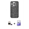 MARSİLYAN™- iPhone 14 Pro Max Kılıf Vadi Özel Seri - Siyah Bilvis 5in1 5D Magic Hayalet Cam Ekran Koruyucu + Bilvis Titan Kamera Lens - GD