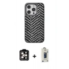MARSİLYAN™- iPhone 14 Pro Max Kılıf Vadi Özel Seri - Siyah Bilvis Hayalet Cam Ekran Koruyucu + Turuncu PVD Metal Kamera Lens