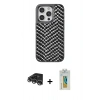 MARSİLYAN™- iPhone 14 Pro Max Kılıf Vadi Özel Seri - Siyah Polymer Nano Ekran Koruyucu + Gümüş Raze Metal Kamera Lens