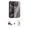 MARSİLYAN™- iPhone 14 Pro Max Kılıf Yadigar Asil Koleksiyonu - Şeffaf Pasifik Cam Ekran Koruyucu + Derin Mor Bilvis Titan Kamera Lens