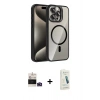 MARSİLYAN™- iPhone 14 Pro Max Kılıf Yadigar Asil Koleksiyonu - Şeffaf Pasifik Cam Ekran Koruyucu + Derin Mor Bilvis Titan Kamera Lens