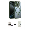 MARSİLYAN™- iPhone 14 Pro Max Kılıf Yadigar Asil Koleksiyonu - Şeffaf Pasifik Cam Ekran Koruyucu + Gold Bilvis Titan Kamera Lens