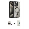 MARSİLYAN™- iPhone 14 Pro Max Kılıf Yadigar Asil Koleksiyonu - Şeffaf Pasifik Cam Ekran Koruyucu + Gold Bilvis Titan Kamera Lens