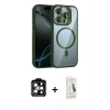 MARSİLYAN™- iPhone 14 Pro Max Kılıf Yadigar Asil Koleksiyonu - Şeffaf Pasifik Cam Ekran Koruyucu + PVD Metal Kamera Lens - TU