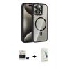 MARSİLYAN™- iPhone 14 Pro Max Kılıf Yadigar Asil Koleksiyonu - Şeffaf Pasifik Cam Ekran Koruyucu + Siyah Bilvis Titan Kamera Lens