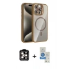 MARSİLYAN™- iPhone 14 Pro Max Kılıf Yadigar Asil Koleksiyonu - Şeffaf Royal Nano Ekran Koruyucu + PVD Metal Kamera Lens - TU