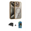 MARSİLYAN™- iPhone 14 Pro Max Kılıf Yadigar Asil Koleksiyonu - Siyah 18D Cam Ekran Koruyucu + Raze Metal Kamera Lens - GS