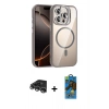 MARSİLYAN™- iPhone 14 Pro Max Kılıf Yadigar Asil Koleksiyonu - Siyah 18D Cam Ekran Koruyucu + Raze Metal Kamera Lens - GS