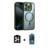 MARSİLYAN™- iPhone 14 Pro Max Kılıf Yadigar Asil Koleksiyonu - Siyah 18D Cam Ekran Koruyucu + PVD Metal Kamera Lens - TU