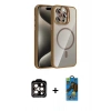 MARSİLYAN™- iPhone 14 Pro Max Kılıf Yadigar Asil Koleksiyonu - Siyah 18D Cam Ekran Koruyucu + PVD Metal Kamera Lens - TU