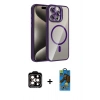 MARSİLYAN™- iPhone 14 Pro Max Kılıf Yadigar Asil Koleksiyonu - Siyah 18D Cam Ekran Koruyucu + PVD Metal Kamera Lens - TU