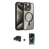 MARSİLYAN™- iPhone 14 Pro Max Kılıf Yadigar Asil Koleksiyonu - Siyah 360 Mat Full Body Arka Koruyucu + Raze Metal Kamera Lens - GD