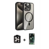 MARSİLYAN™- iPhone 14 Pro Max Kılıf Yadigar Asil Koleksiyonu - Siyah 360 Mat Full Body Arka Koruyucu + PVD Metal Kamera Lens - TU