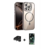 MARSİLYAN™- iPhone 14 Pro Max Kılıf Yadigar Asil Koleksiyonu - Siyah 360 Mat Full Body Arka Koruyucu + Raze Metal Kamera Lens - GS
