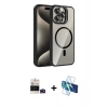 MARSİLYAN™- iPhone 14 Pro Max Kılıf Yadigar Asil Koleksiyonu - Siyah 3D Antistatik Cam Ekran Koruyucu + Bilvis Titan Kamera Lens - DNMR