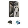 MARSİLYAN™- iPhone 14 Pro Max Kılıf Yadigar Asil Koleksiyonu - Siyah 3D Antistatik Cam Ekran Koruyucu + Raze Metal Kamera Lens - GD