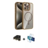 MARSİLYAN™- iPhone 14 Pro Max Kılıf Yadigar Asil Koleksiyonu - Siyah 3D Antistatik Cam Ekran Koruyucu + Raze Metal Kamera Lens - GD