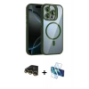 MARSİLYAN™- iPhone 14 Pro Max Kılıf Yadigar Asil Koleksiyonu - Siyah 3D Antistatik Cam Ekran Koruyucu + Raze Metal Kamera Lens - GD