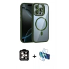 MARSİLYAN™- iPhone 14 Pro Max Kılıf Yadigar Asil Koleksiyonu - Siyah 3D Antistatik Cam Ekran Koruyucu + PVD Metal Kamera Lens - TU