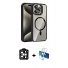 MARSİLYAN™- iPhone 14 Pro Max Kılıf Yadigar Asil Koleksiyonu - Siyah 3D Antistatik Cam Ekran Koruyucu + PVD Metal Kamera Lens - TU