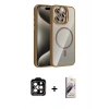 MARSİLYAN™- iPhone 14 Pro Max Kılıf Yadigar Asil Koleksiyonu - Siyah Bilvis 3D Mat Cam Ekran Koruyucu + PVD Metal Kamera Lens - TU