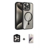 MARSİLYAN™- iPhone 14 Pro Max Kılıf Yadigar Asil Koleksiyonu - Siyah Bilvis 3D Mat Cam Ekran Koruyucu + PVD Metal Kamera Lens - TU