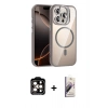 MARSİLYAN™- iPhone 14 Pro Max Kılıf Yadigar Asil Koleksiyonu - Siyah Bilvis 3D Mat Cam Ekran Koruyucu + PVD Metal Kamera Lens - TU