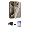 MARSİLYAN™- iPhone 14 Pro Max Kılıf Yadigar Asil Koleksiyonu - Siyah Bilvis 5in1 3D Magic Cam Ekran Koruyucu + Gümüş Raze Metal Kamera Lens