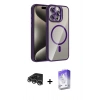 MARSİLYAN™- iPhone 14 Pro Max Kılıf Yadigar Asil Koleksiyonu - Siyah Bilvis 5in1 3D Magic Cam Ekran Koruyucu + Gümüş Raze Metal Kamera Lens