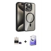 MARSİLYAN™- iPhone 14 Pro Max Kılıf Yadigar Asil Koleksiyonu - Siyah Bilvis 5in1 5D Magic Hayalet Cam Ekran Koruyucu + Bilvis Titan Kamera Lens - SH