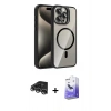 MARSİLYAN™- iPhone 14 Pro Max Kılıf Yadigar Asil Koleksiyonu - Siyah Bilvis 5in1 5D Magic Hayalet Cam Ekran Koruyucu + Gümüş Raze Metal Kamera Lens