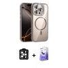 MARSİLYAN™- iPhone 14 Pro Max Kılıf Yadigar Asil Koleksiyonu - Siyah Bilvis 5in1 5D Magic Hayalet Cam Ekran Koruyucu + PVD Metal Kamera Lens - TU