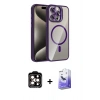 MARSİLYAN™- iPhone 14 Pro Max Kılıf Yadigar Asil Koleksiyonu - Siyah Bilvis 5in1 5D Magic Hayalet Cam Ekran Koruyucu + PVD Metal Kamera Lens - TU