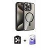MARSİLYAN™- iPhone 14 Pro Max Kılıf Yadigar Asil Koleksiyonu - Siyah Bilvis 5in1 5D Magic Hayalet Cam Ekran Koruyucu + PVD Metal Kamera Lens - TU