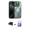 MARSİLYAN™- iPhone 14 Pro Max Kılıf Yadigar Asil Koleksiyonu - Siyah Bilvis 5in1 5D Magic Hayalet Cam Ekran Koruyucu + Gümüş Raze Metal Kamera Lens