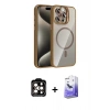 MARSİLYAN™- iPhone 14 Pro Max Kılıf Yadigar Asil Koleksiyonu - Siyah Bilvis 5in1 5D Magic Hayalet Cam Ekran Koruyucu + PVD Metal Kamera Lens - TU