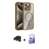 MARSİLYAN™- iPhone 14 Pro Max Kılıf Yadigar Asil Koleksiyonu - Siyah Bilvis 5in1 5D Magic Hayalet Cam Ekran Koruyucu + Gümüş Raze Metal Kamera Lens