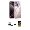 MARSİLYAN™- iPhone 14 Pro Max Kılıf Yadigar Asil Koleksiyonu - Siyah Buffer Cam Ekran Koruyucu + Derin Mor Bilvis Titan Kamera Lens