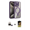 MARSİLYAN™- iPhone 14 Pro Max Kılıf Yadigar Asil Koleksiyonu - Siyah Buffer Cam Ekran Koruyucu + Derin Mor Bilvis Titan Kamera Lens