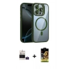 MARSİLYAN™- iPhone 14 Pro Max Kılıf Yadigar Asil Koleksiyonu - Siyah Buffer Cam Ekran Koruyucu + Derin Mor Bilvis Titan Kamera Lens
