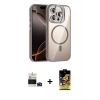 MARSİLYAN™- iPhone 14 Pro Max Kılıf Yadigar Asil Koleksiyonu - Siyah Buffer Cam Ekran Koruyucu + Derin Mor Bilvis Titan Kamera Lens