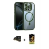 MARSİLYAN™- iPhone 14 Pro Max Kılıf Yadigar Asil Koleksiyonu - Siyah Buffer Cam Ekran Koruyucu + Raze Metal Kamera Lens - GD
