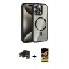 MARSİLYAN™- iPhone 14 Pro Max Kılıf Yadigar Asil Koleksiyonu - Siyah Buffer Cam Ekran Koruyucu + Raze Metal Kamera Lens - GD