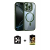 MARSİLYAN™- iPhone 14 Pro Max Kılıf Yadigar Asil Koleksiyonu - Siyah Buffer Cam Ekran Koruyucu + PVD Metal Kamera Lens - TU