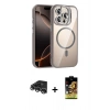 MARSİLYAN™- iPhone 14 Pro Max Kılıf Yadigar Asil Koleksiyonu - Siyah Buffer Cam Ekran Koruyucu + Raze Metal Kamera Lens - GS