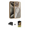 MARSİLYAN™- iPhone 14 Pro Max Kılıf Yadigar Asil Koleksiyonu - Siyah Buffer Cam Ekran Koruyucu + Raze Metal Kamera Lens - GS