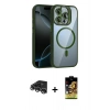 MARSİLYAN™- iPhone 14 Pro Max Kılıf Yadigar Asil Koleksiyonu - Siyah Buffer Cam Ekran Koruyucu + Raze Metal Kamera Lens - GS